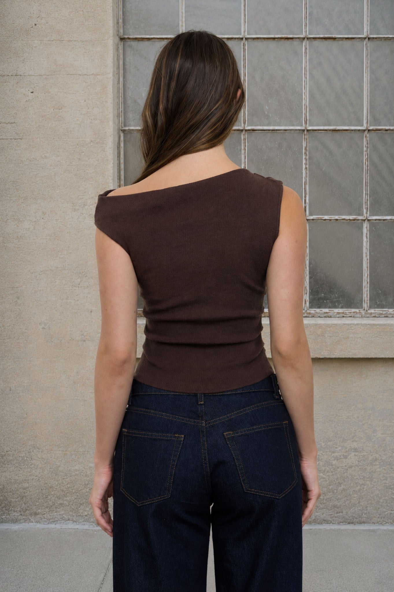 Meredith Asymmetric Boat Neck Top