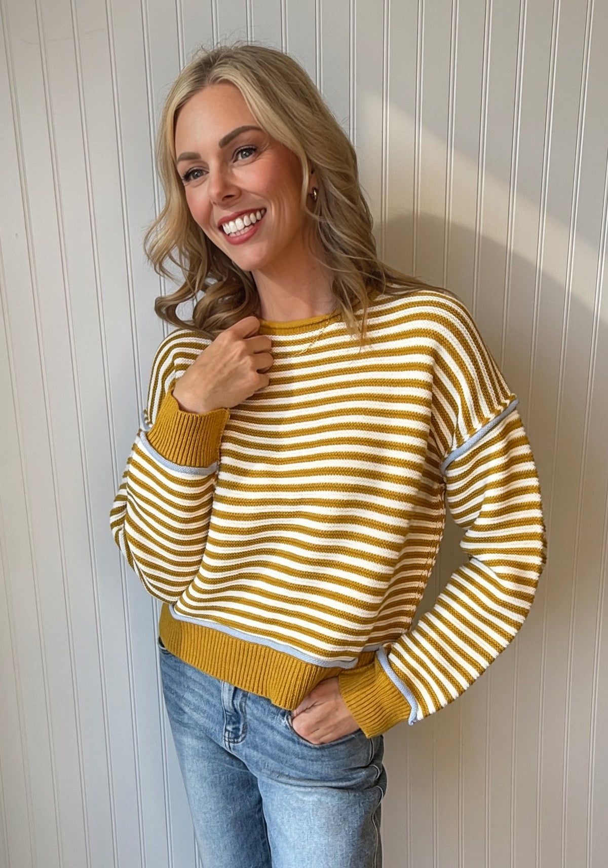 Seraphine Striped Textured Pullover
