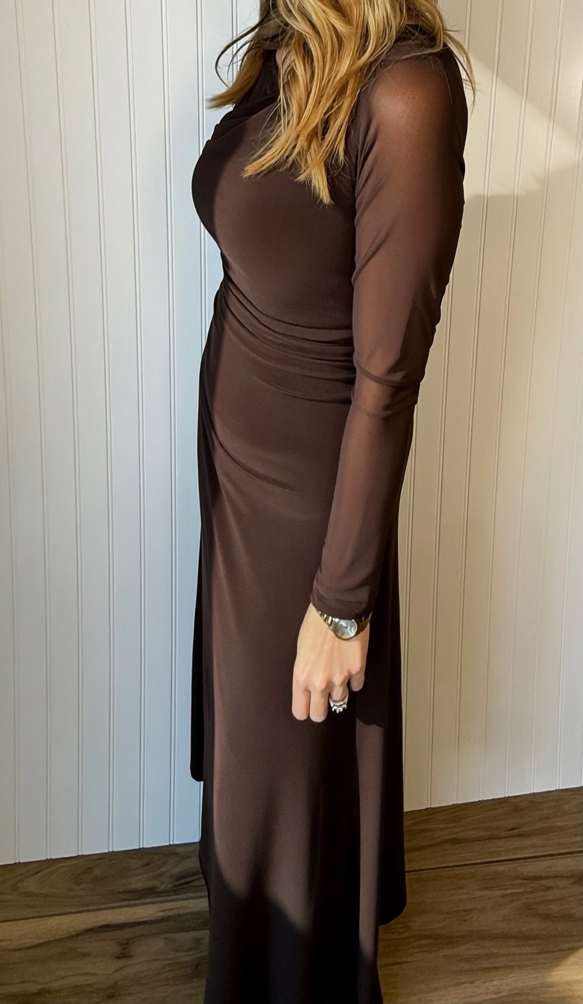 Solstice Asymmetric Cowl Neck Bodycon Dress