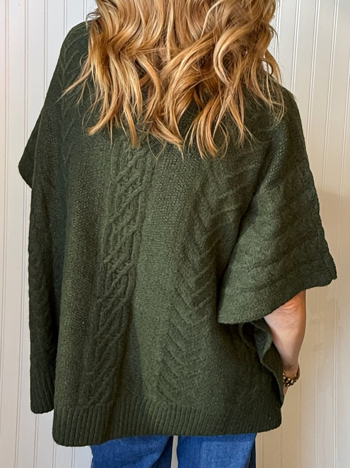 Cascade Cable Knit Poncho Sweater