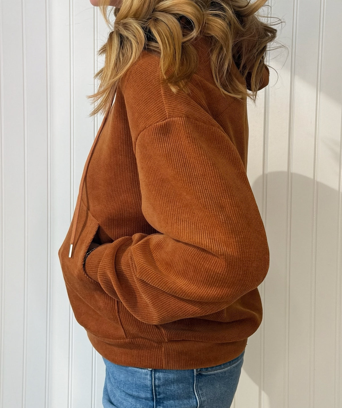 Piper Corduroy Hoodie in copper — corduroy pullover hoodie from Thread & Clover boutique