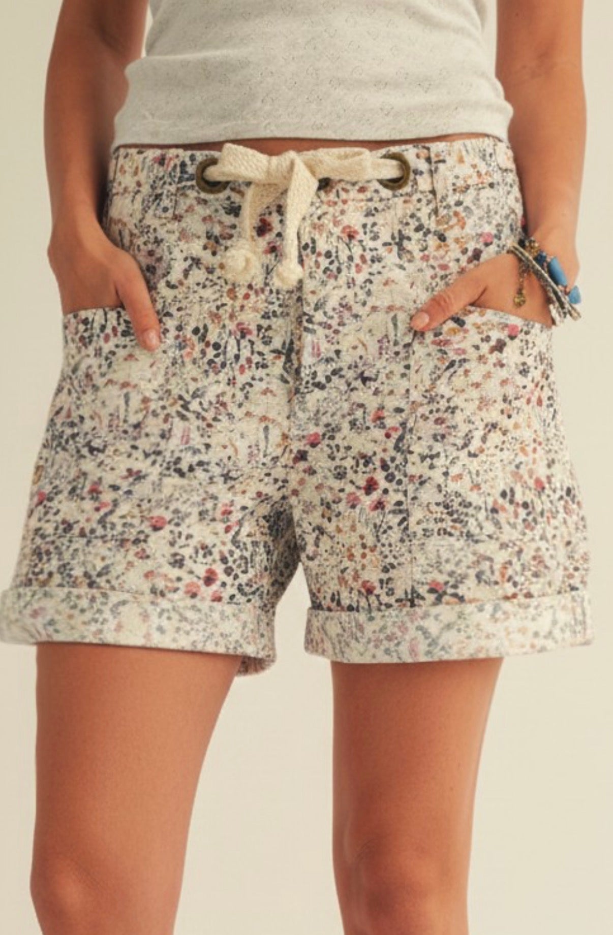 Wild Flowers Tie Waist Shorts