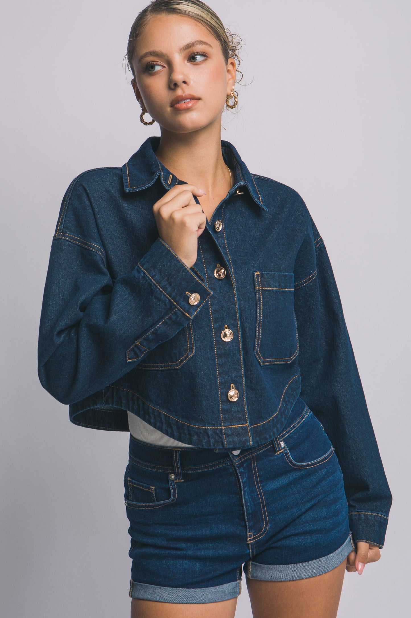 Leslie Cropped Denim Jacket