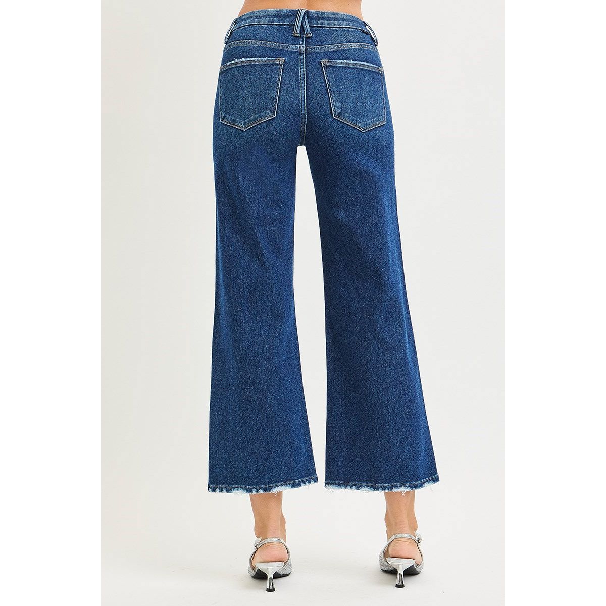 Risen Emma Wide Crop Jeans full length in dark wash — 90s inspired wide leg from Thread & Clover boutique