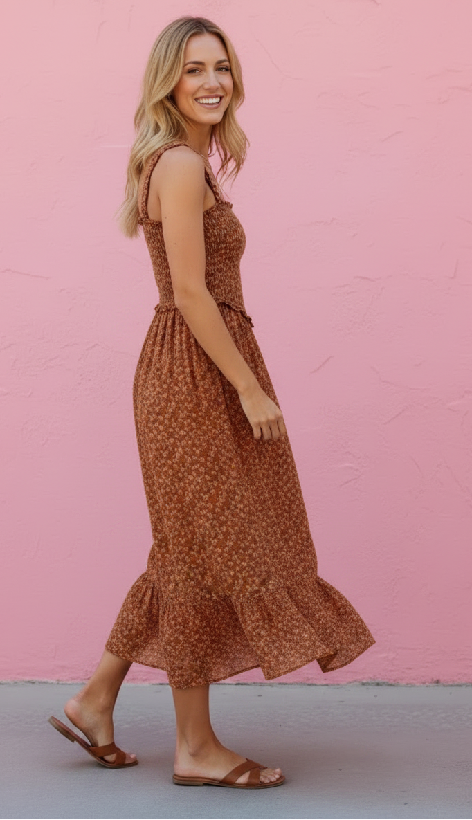 Picnic in the Park Smocked Midi Dress