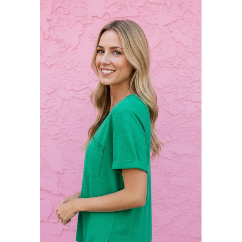 Kennedy Rolled V-Neck Tee