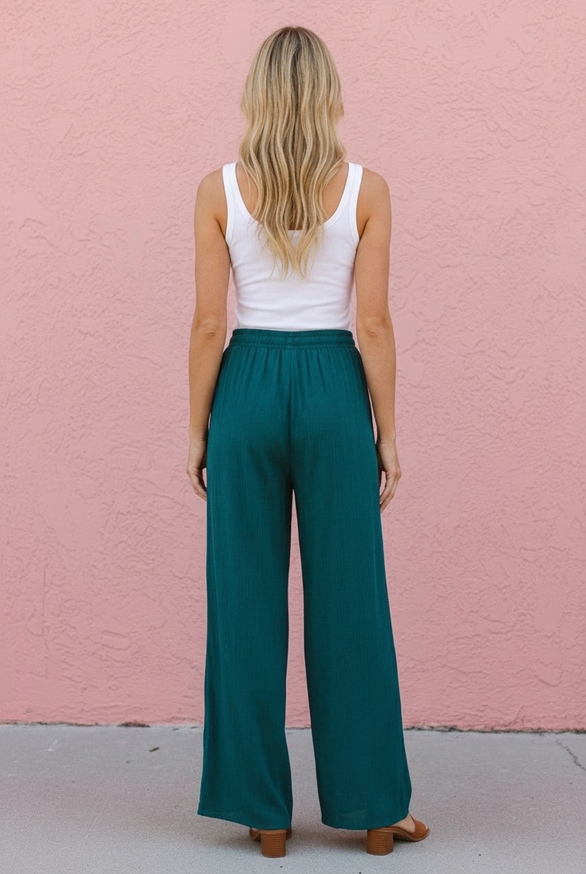 Corinne Crinkle Wide-Leg Pant