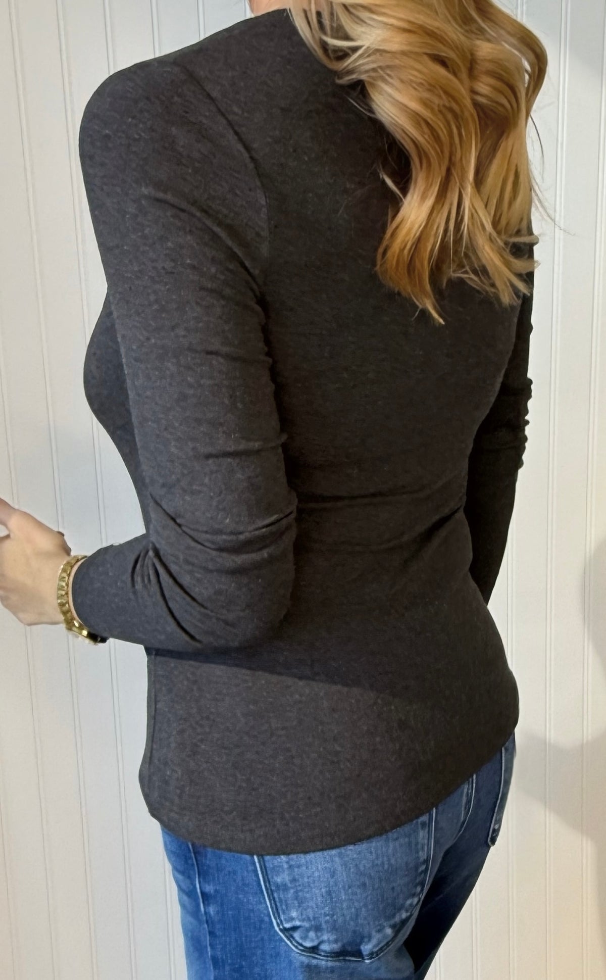 Coffee Run Ribbed Tee in heather charcoal — ribbed tee from Thread & Clover boutique