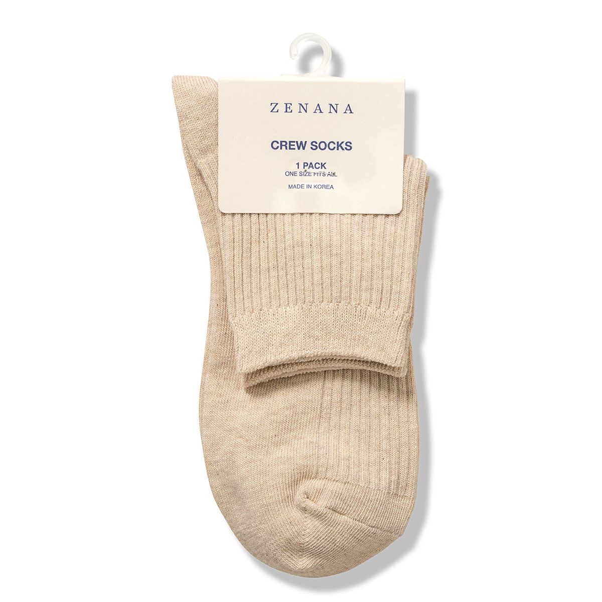 Ribbed Crew Socks in sand — cozy cotton blend crew socks from Thread & Clover boutique