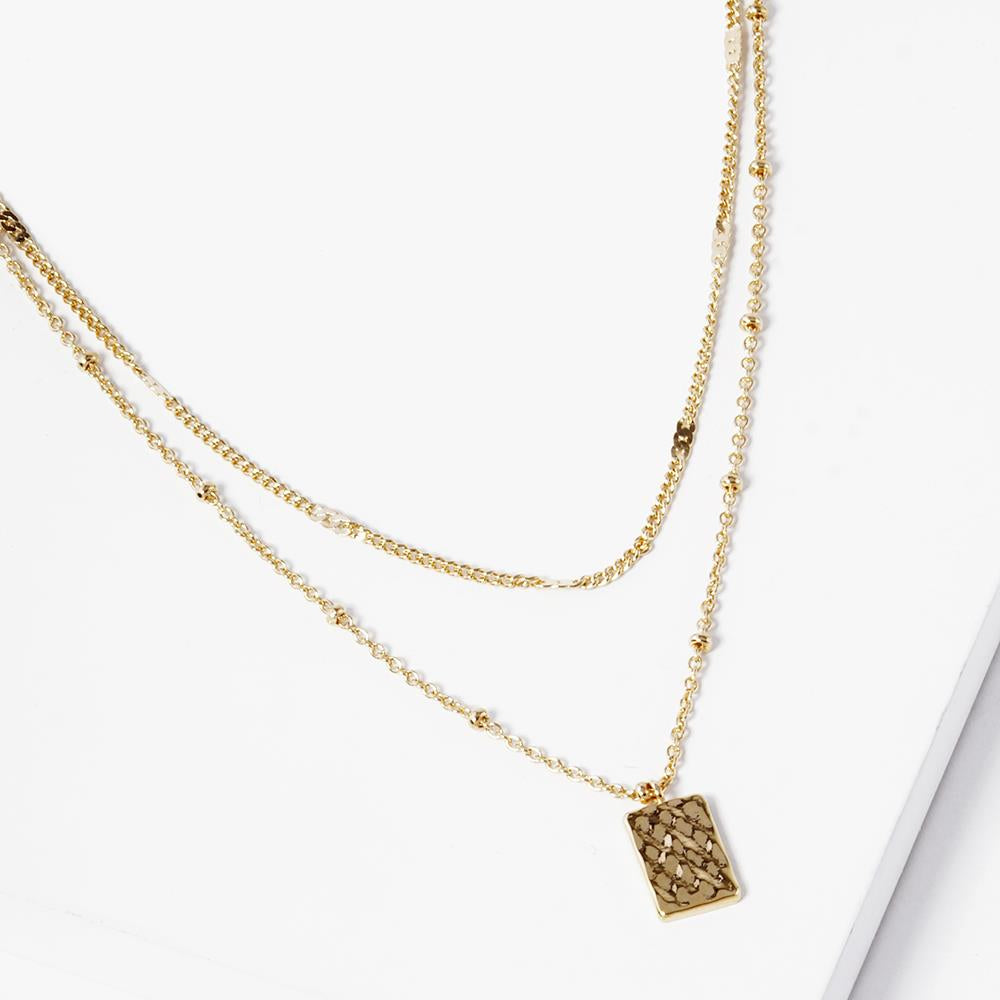 Special Wish Necklace worn — gold pendant necklace on model from Thread & Clover boutique