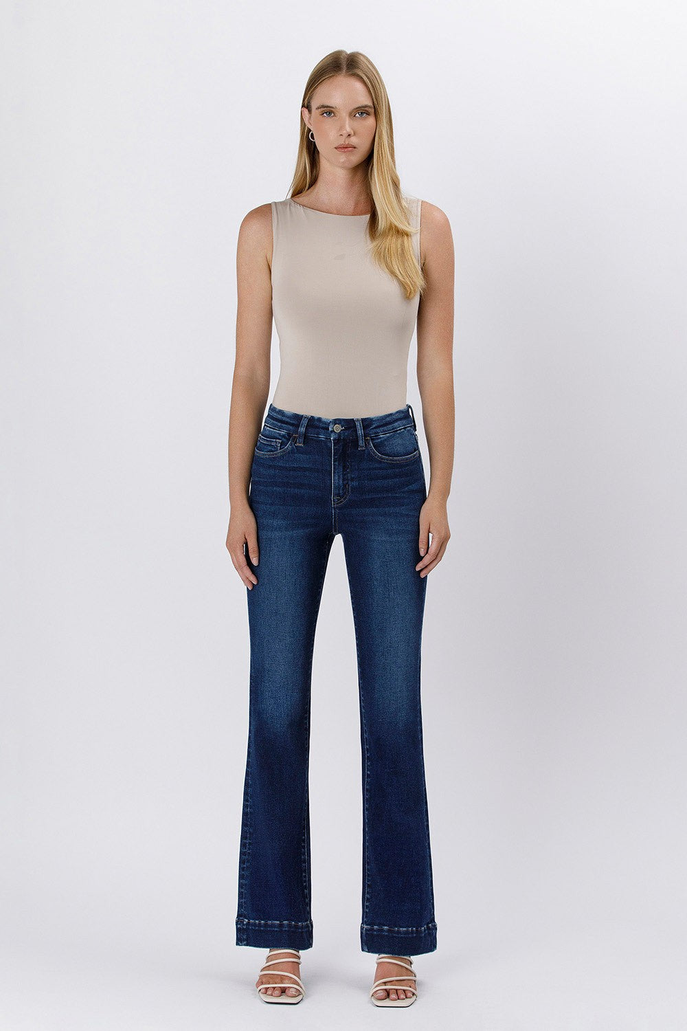 Reyna Trouser Hem Bootcut Jean in Blue Element — trouser hem bootcut jean from Thread & Clover boutique