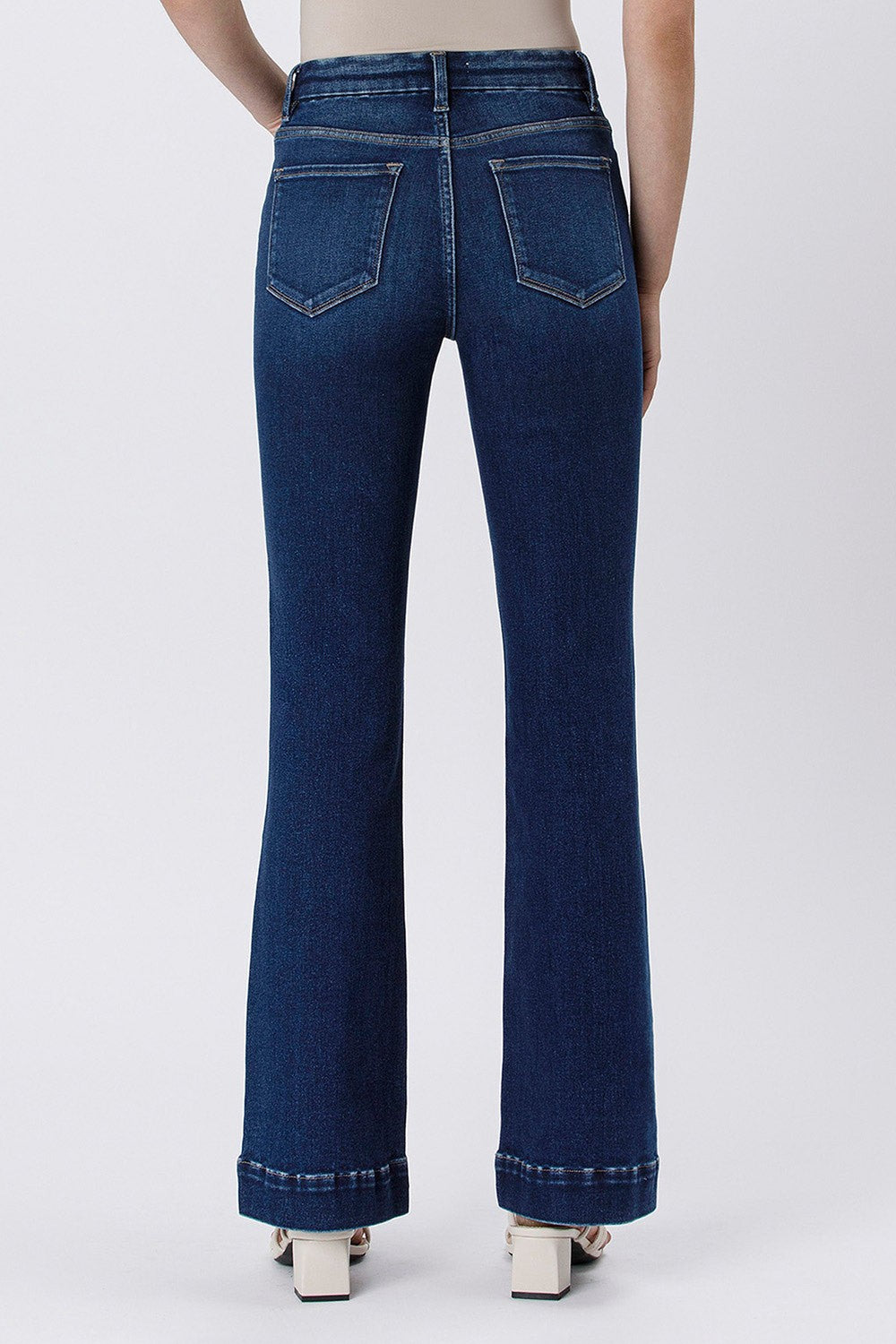 Reyna Trouser Hem Bootcut Jean in Blue Element — trouser hem bootcut jean from Thread & Clover boutique