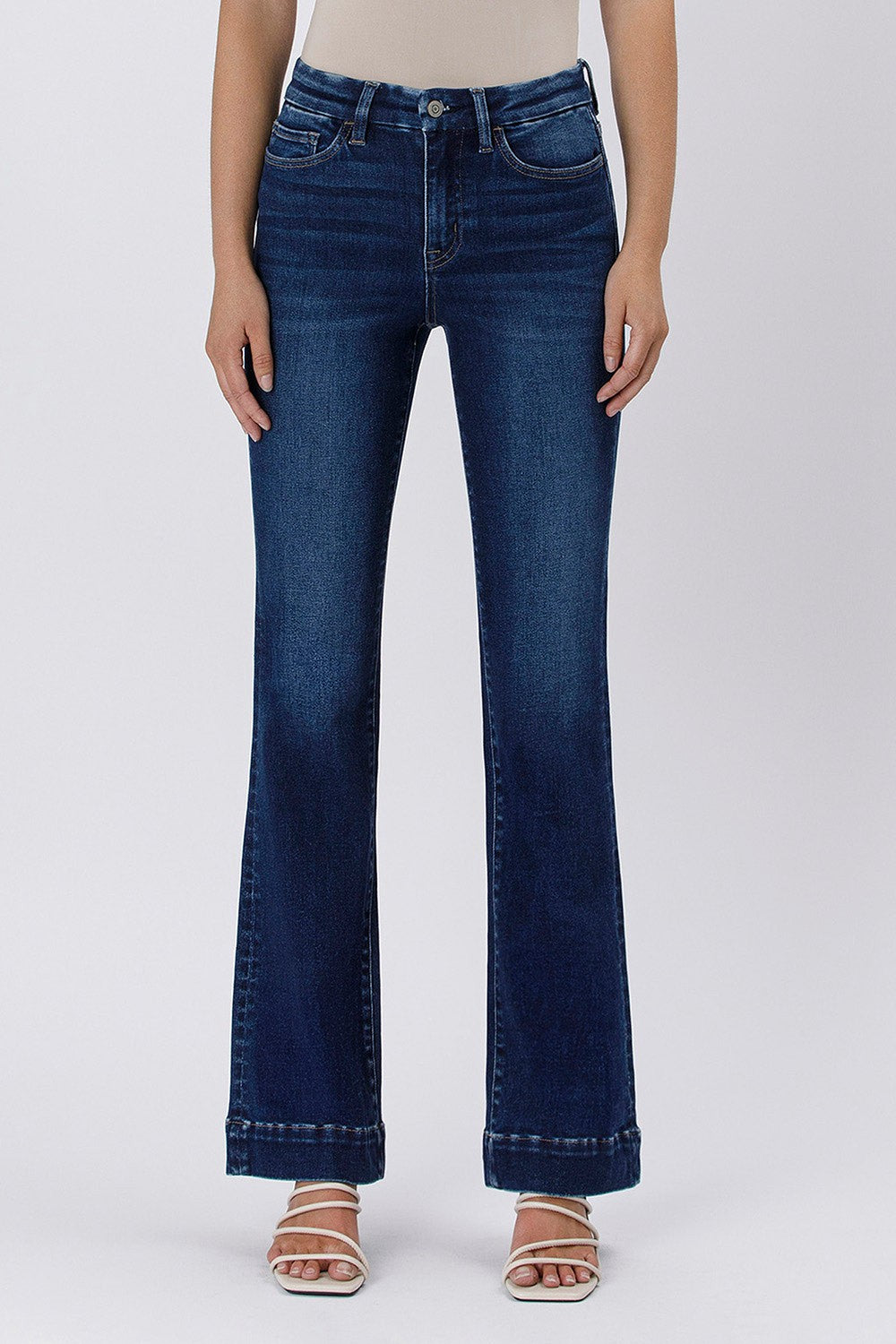 Reyna Trouser Hem Bootcut Jean in Blue Element — trouser hem bootcut jean from Thread & Clover boutique
