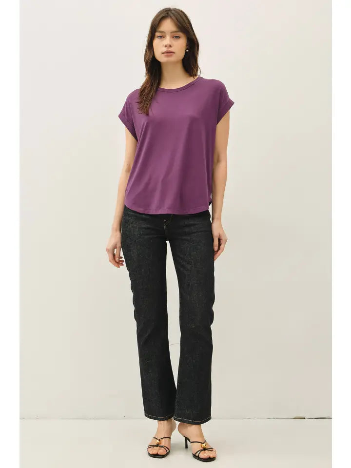 Bamboo Modal Tee in Eggplant — bamboo modal blend tee from Thread & Clover boutique