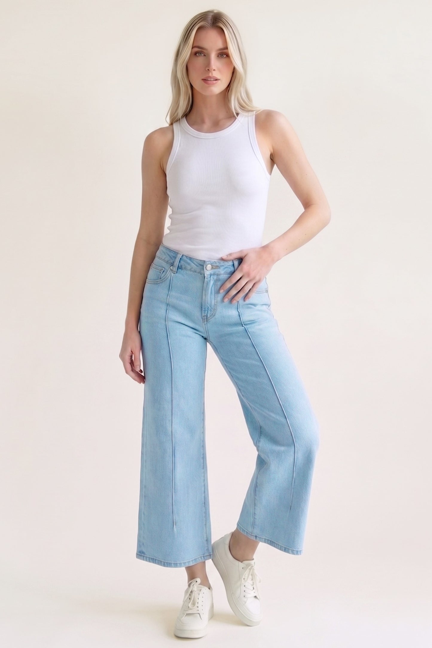 Bexley Straight Jean in Light Wash — tummy control straight leg jean from Thread & Clover boutique
