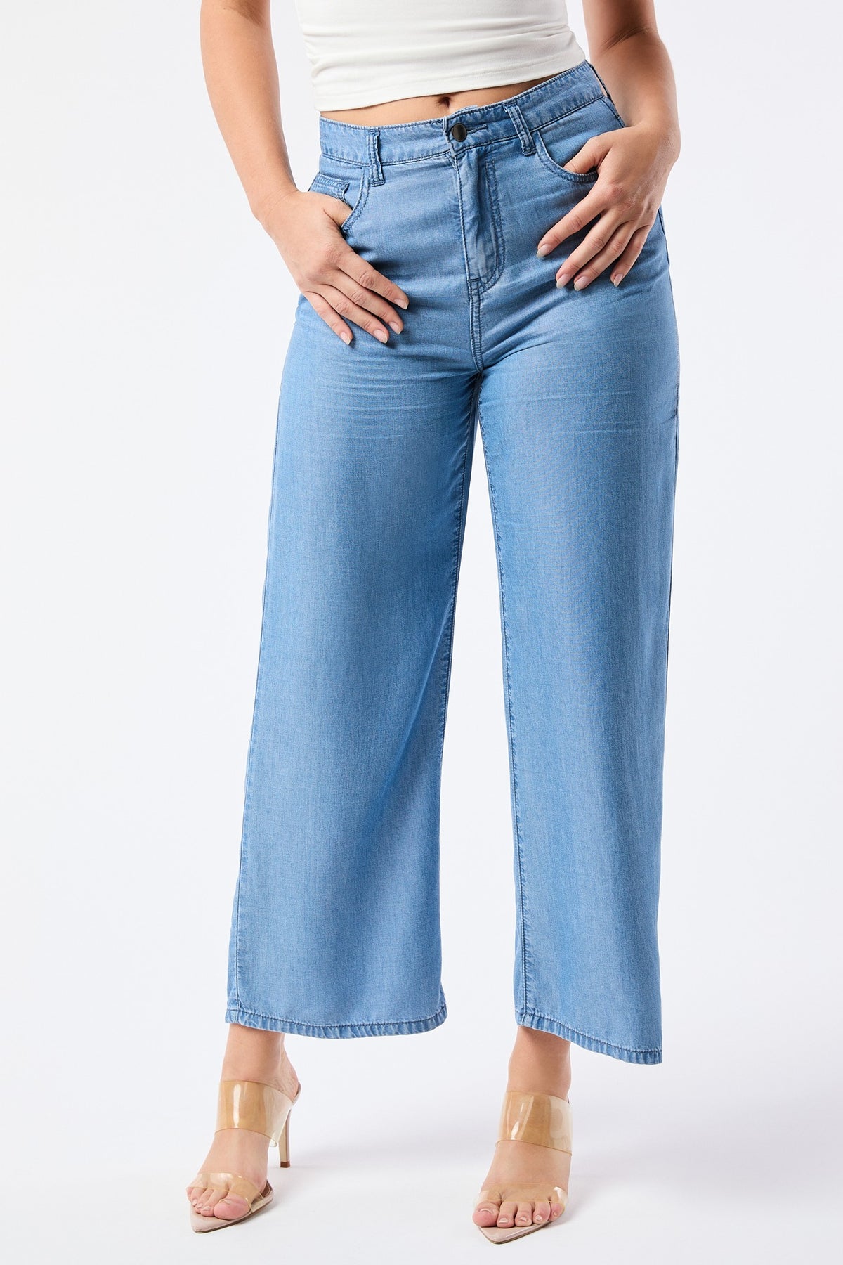 Sedona Wide Leg Tencel Pants in Light Wash — wide leg Tencel pants from Thread & Clover boutique