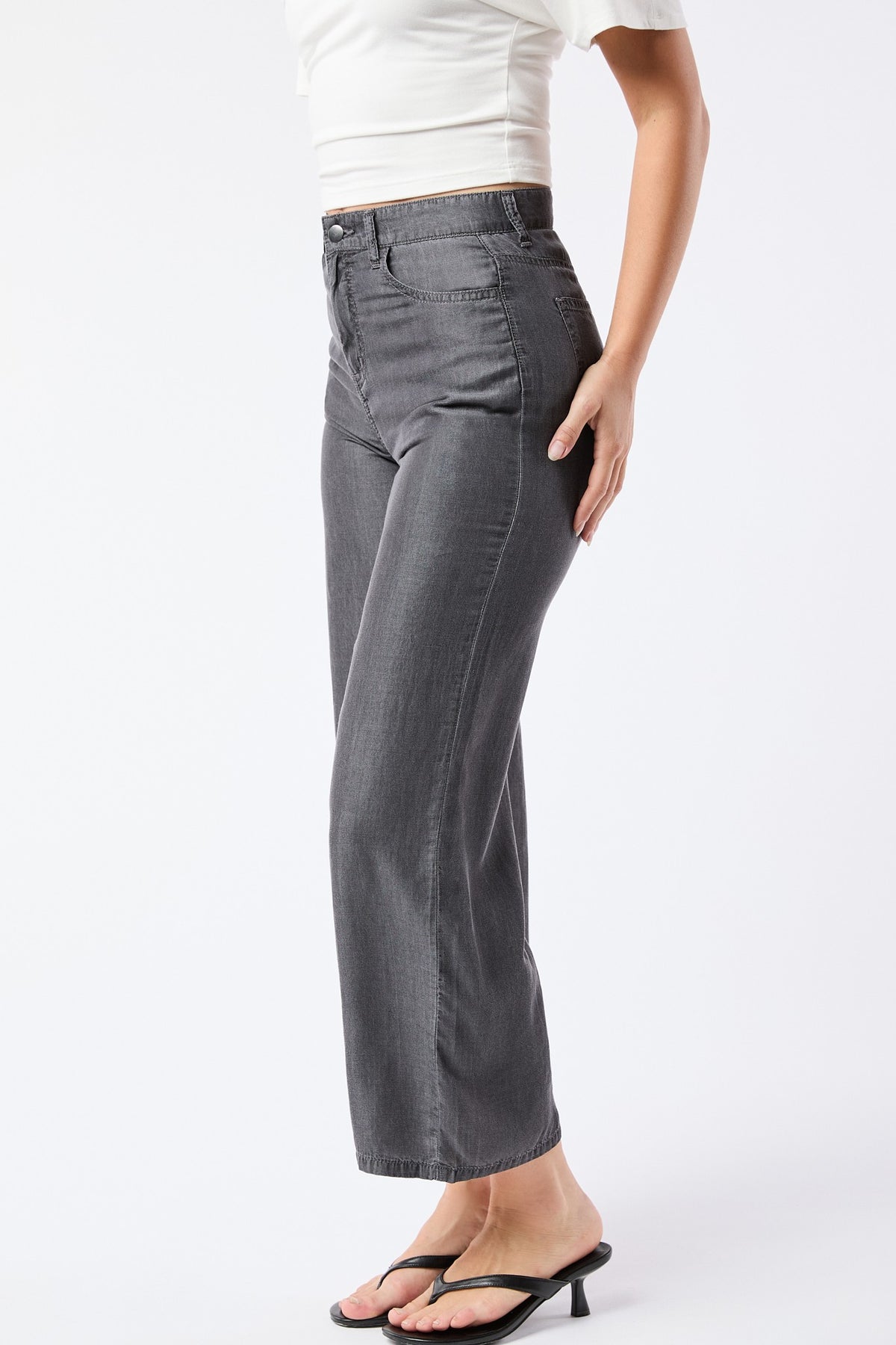 Marlee Wide Leg Tencel Pants in Ash — wide leg Tencel pants from Thread & Clover boutique