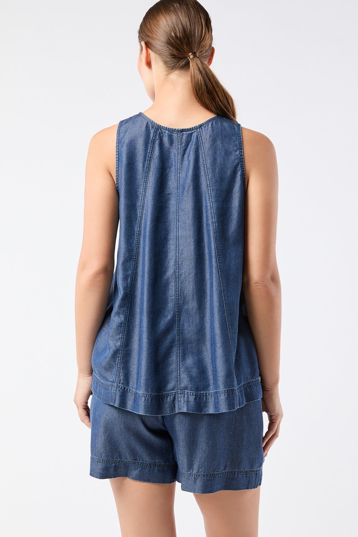 Ripple Swing Tank in Medium Wash — relaxed Tencel swing tank from Thread & Clover boutique
