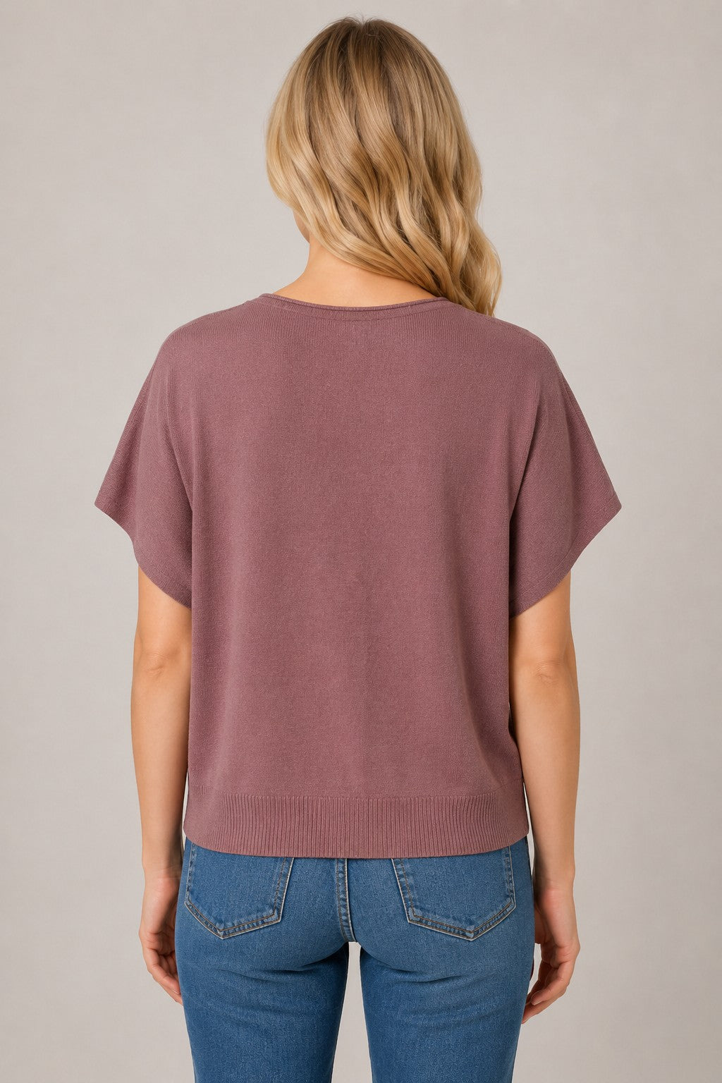 Winnie Short Sleeve Sweater in Burgundy — boxy short sleeve knit from Thread & Clover boutique