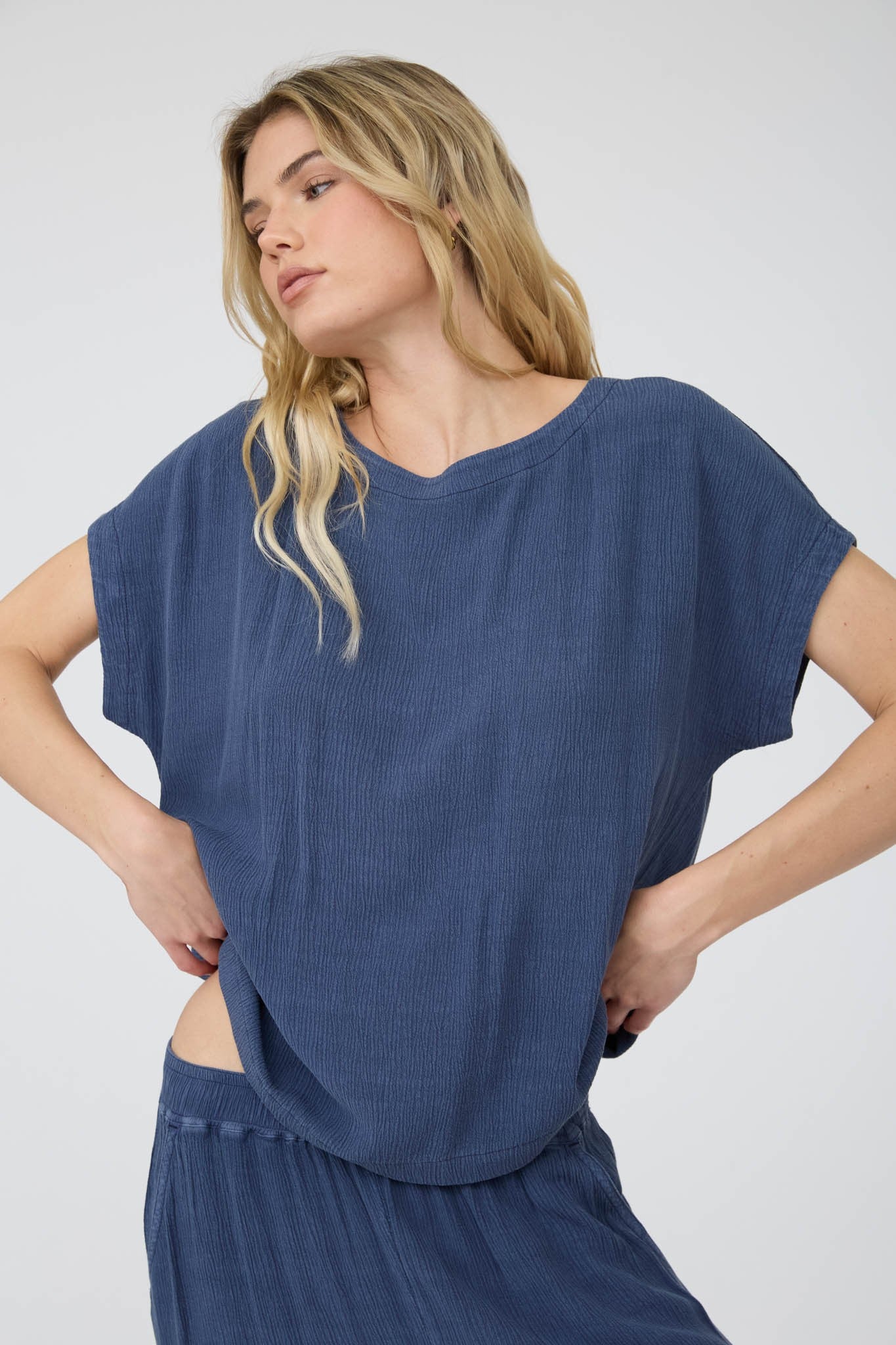 Everly Crinkle Plisse Top
