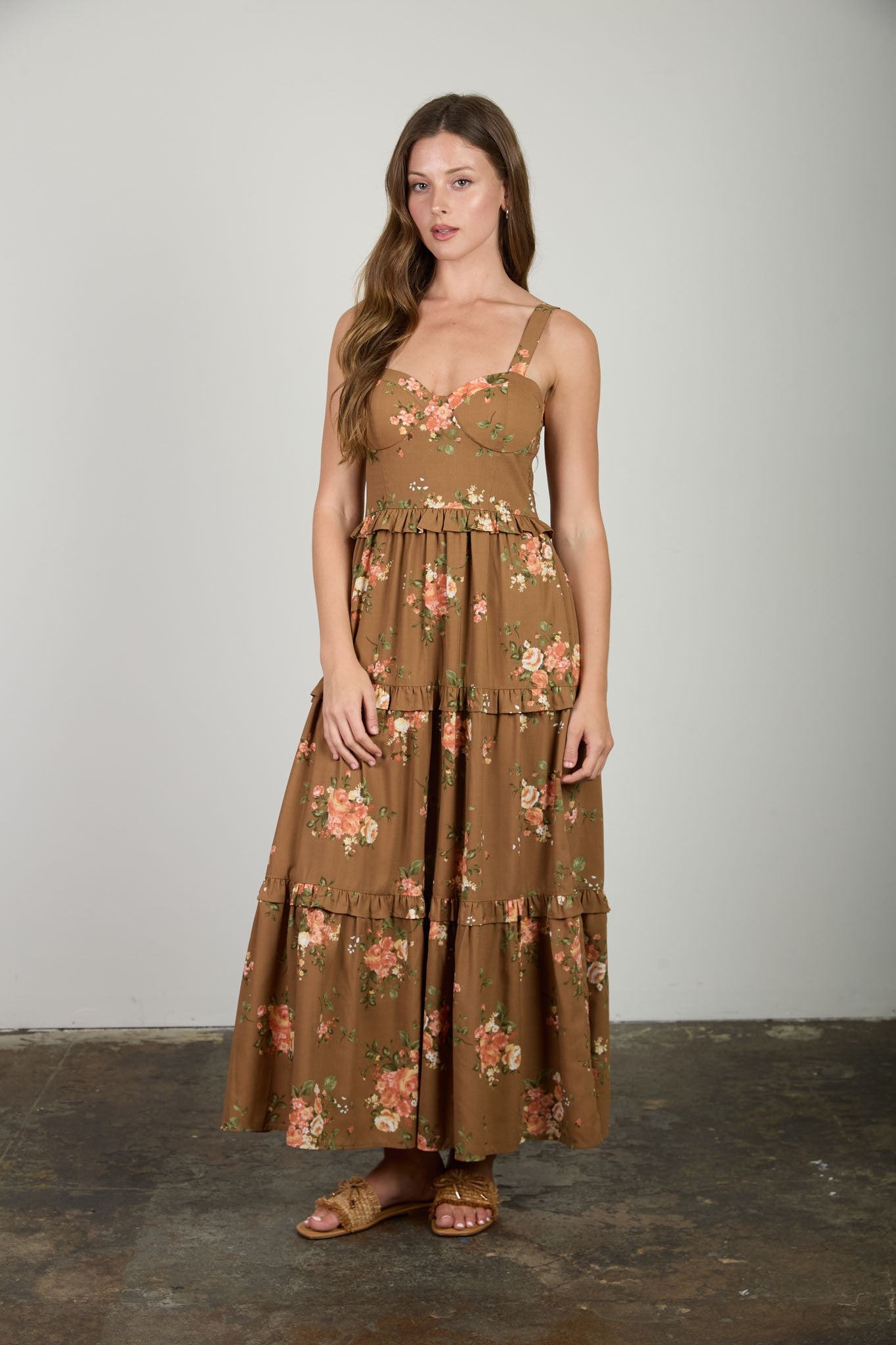 Palmer Corset Ruffle Midi Dress