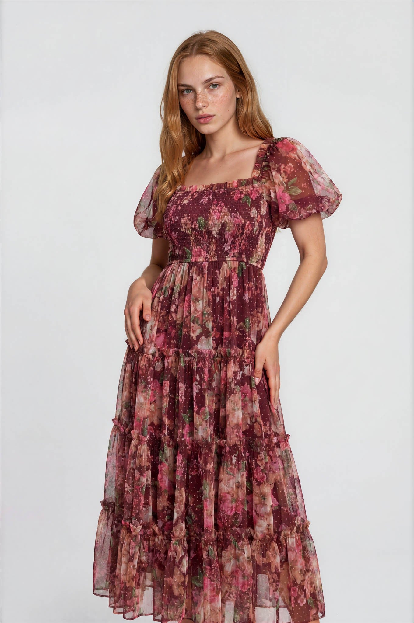 Sabine Polka Dot Puff Sleeve Dress