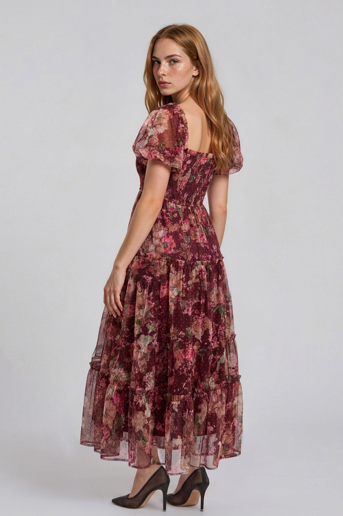 Sabine Polka Dot Puff Sleeve Dress