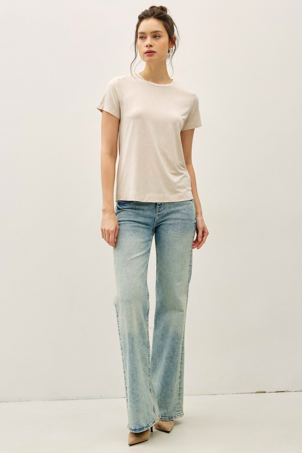 Oatmeal Round Neck Tee