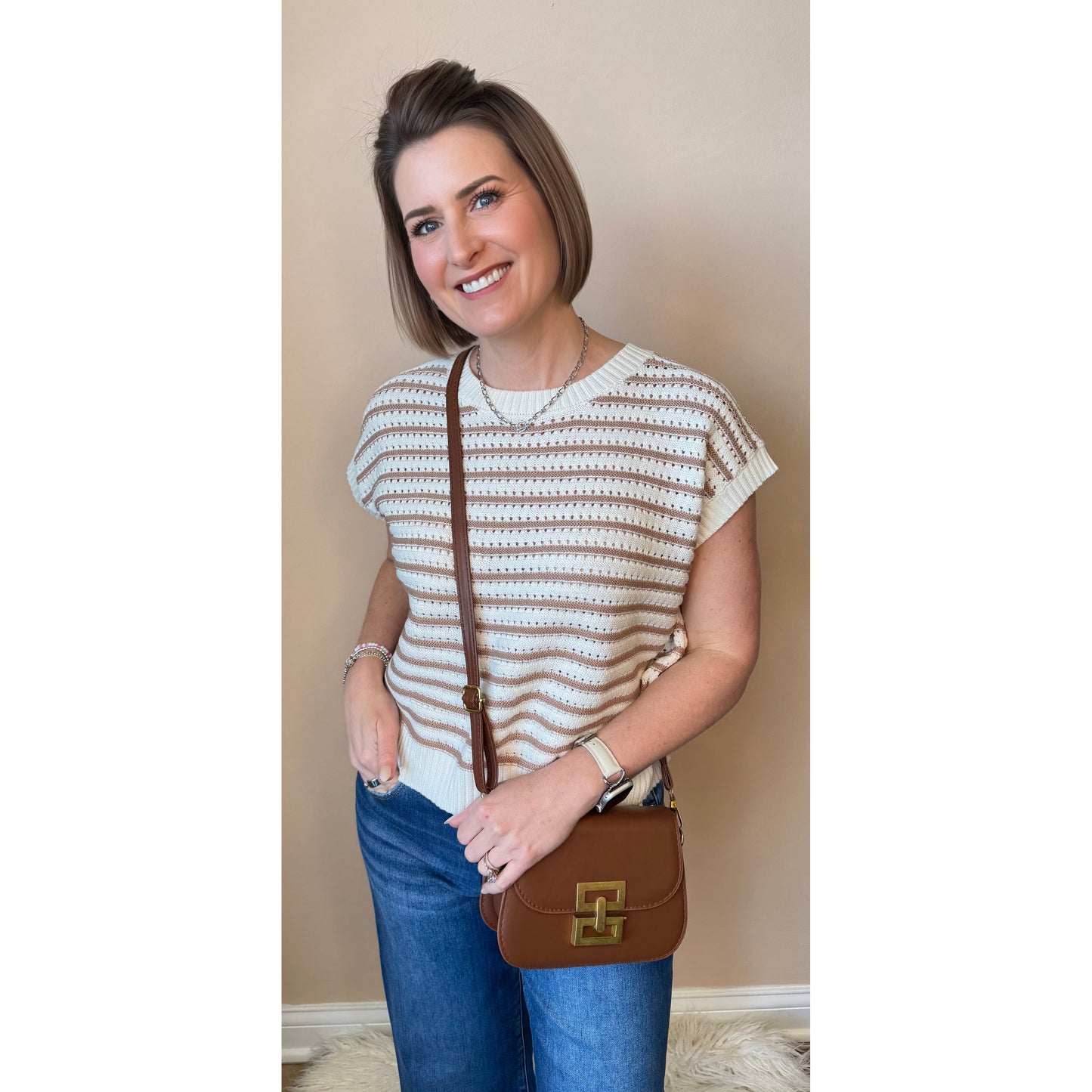 Sunny in Stripes Sweater in mint — open-knit stripe sweater from Thread & Clover boutique