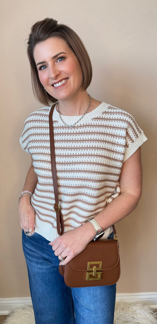 Sunny in Stripes Sweater in mint — open-knit stripe sweater from Thread & Clover boutique