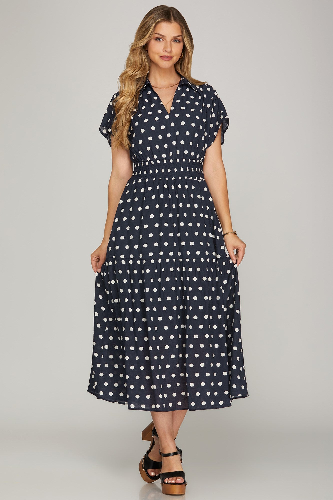 Gwen Polka Dot Midi Dress