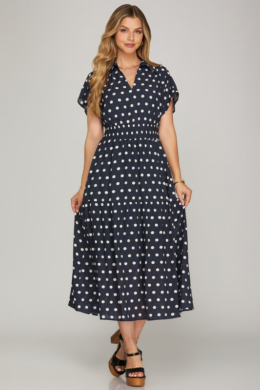 Gwen Polka Dot Midi Dress