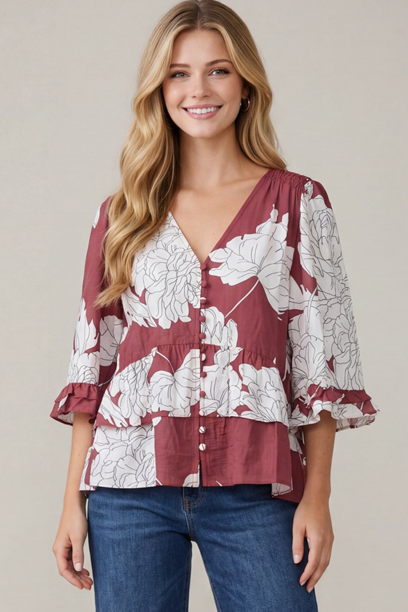 Waverly Ruffle Hem Woven Top