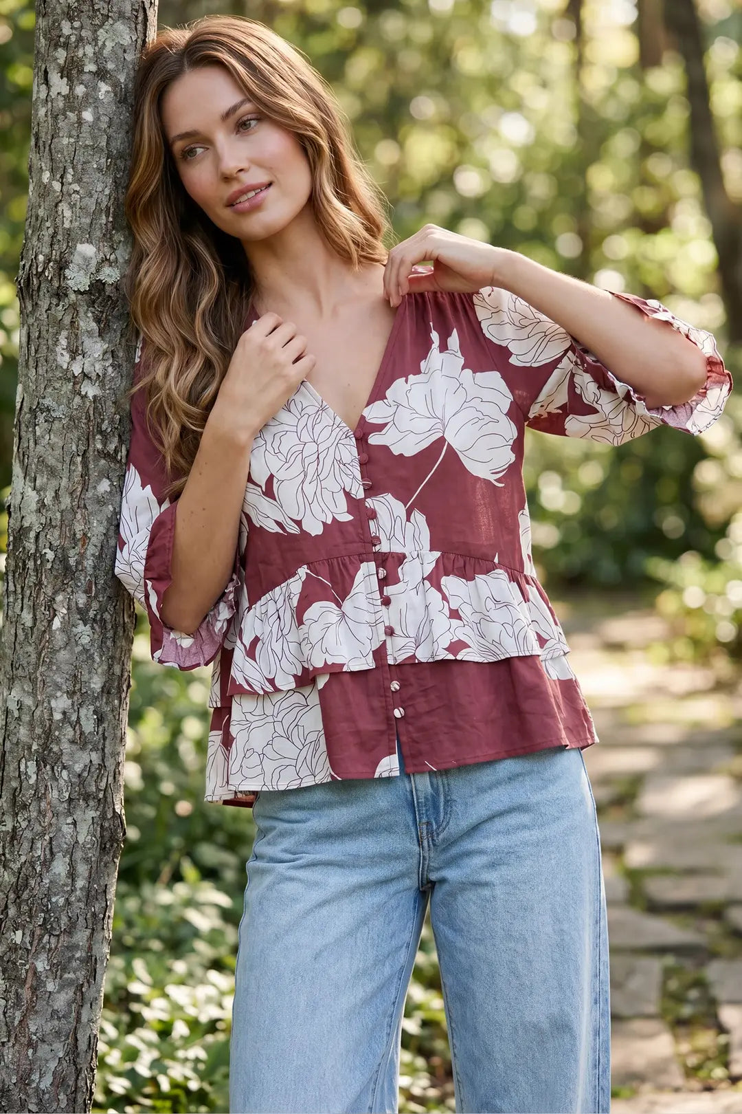 Waverly Ruffle Hem Woven Top