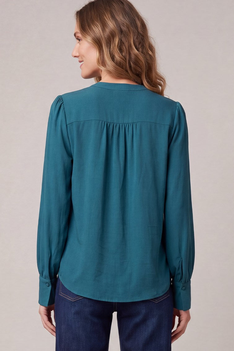 Cora Split-Neck Woven Top