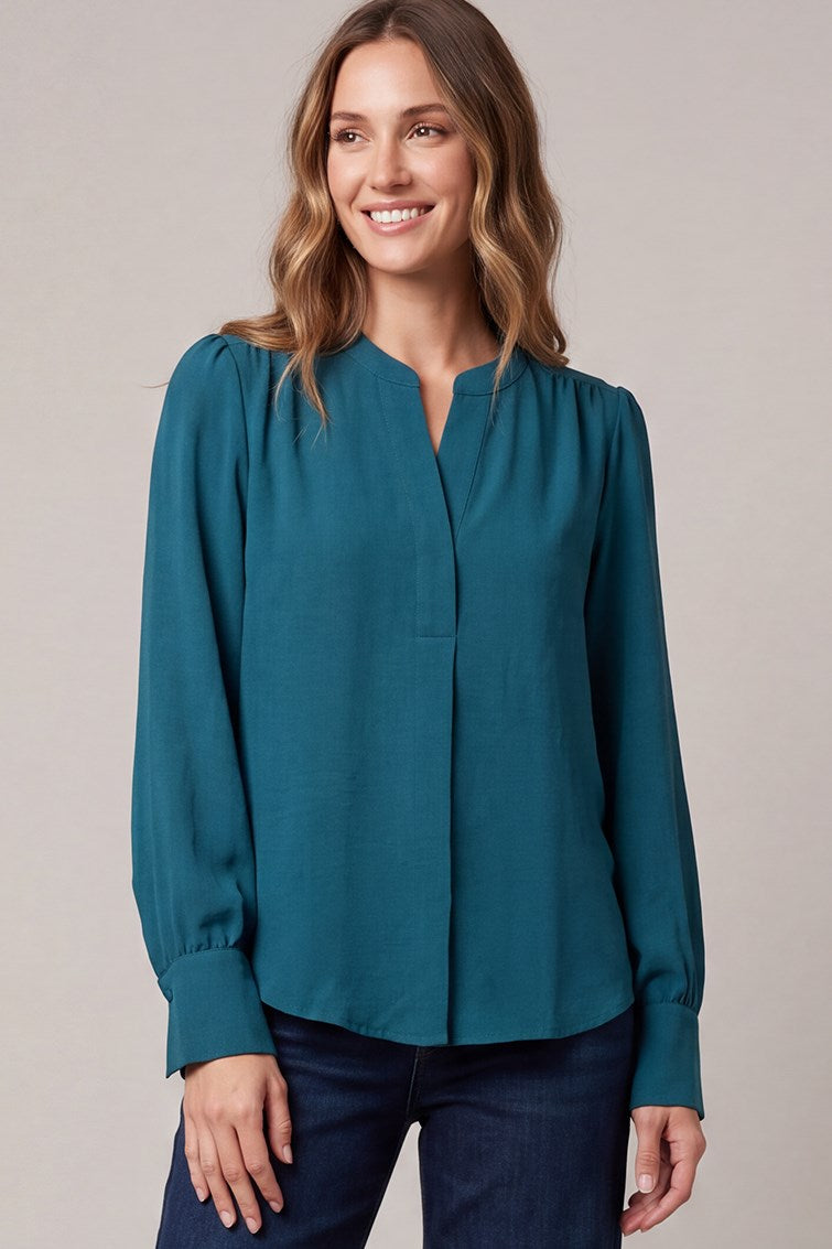 Cora Split-Neck Woven Top