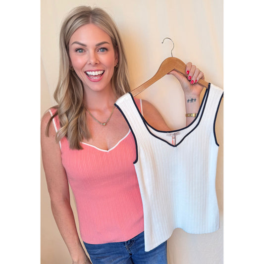 Sweetheart Sweater Tank in apricot cream — ribbed knit tank from Thread & Clover boutique