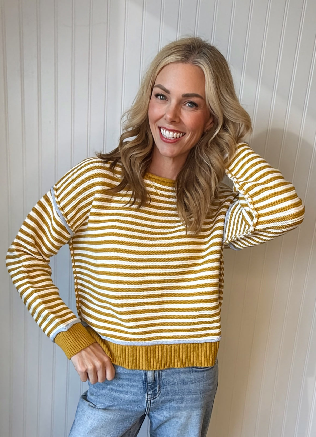 Seraphine Striped Textured Pullover