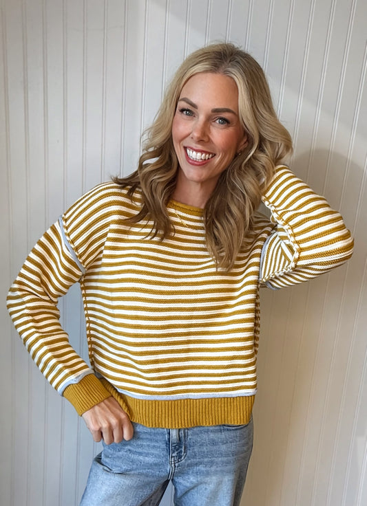 Seraphine Striped Textured Pullover
