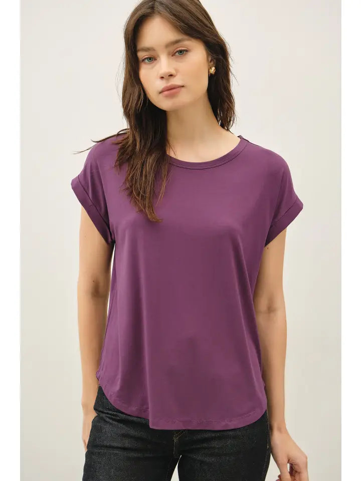 Bamboo Modal Tee in Eggplant — bamboo modal blend tee from Thread & Clover boutique