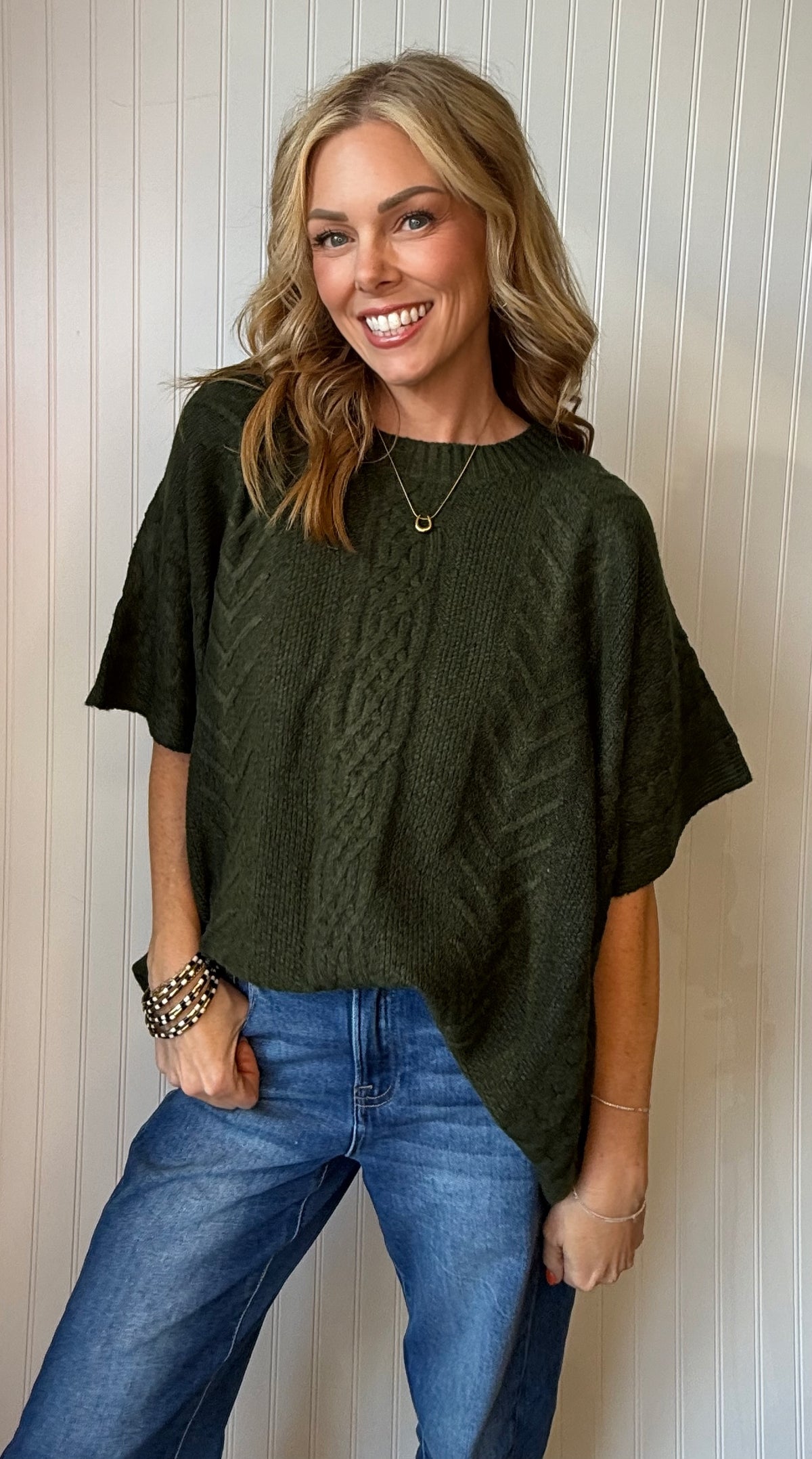 Cascade Cable Knit Poncho Sweater