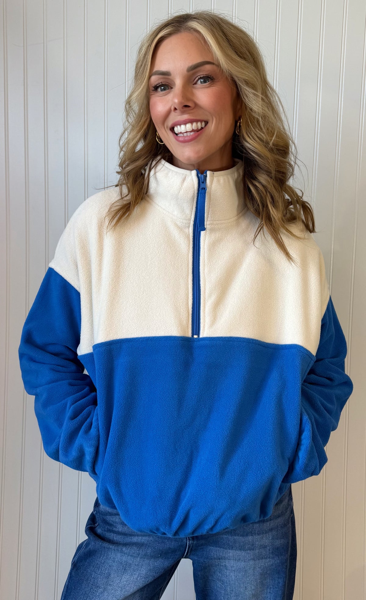 School Spirit Sherpa Pullover Sweatshirt — cozy game-day sherpa pullover from Thread & Clover boutique