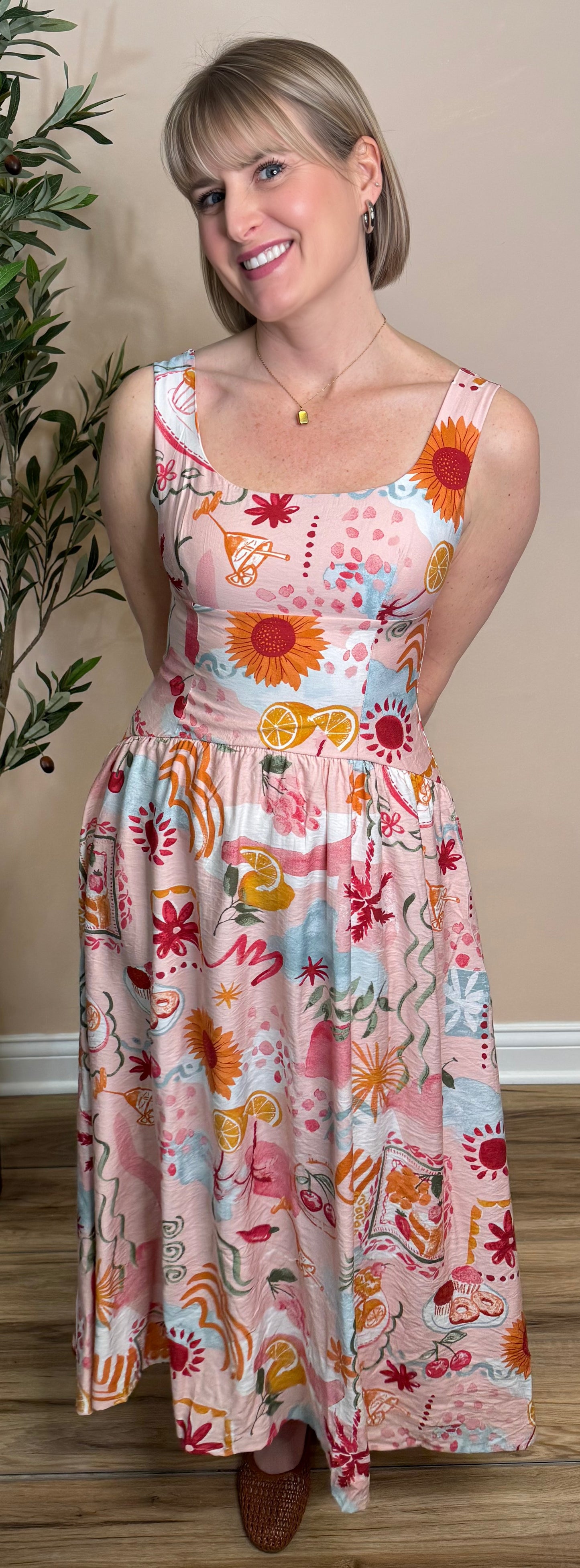 Sunflower Fields Midi Dress