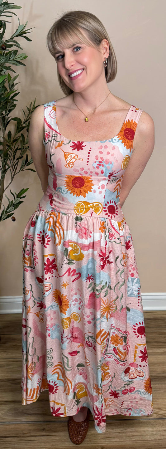 Sunflower Fields Midi Dress