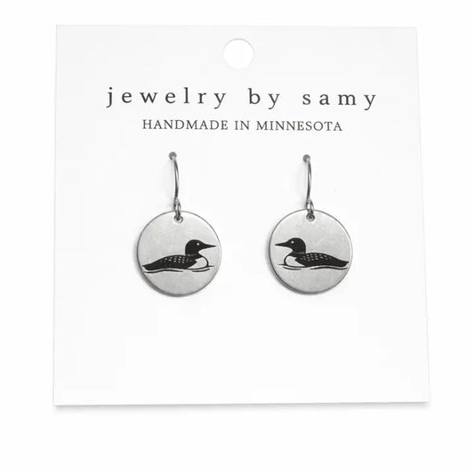 Engraved Loon Earrings