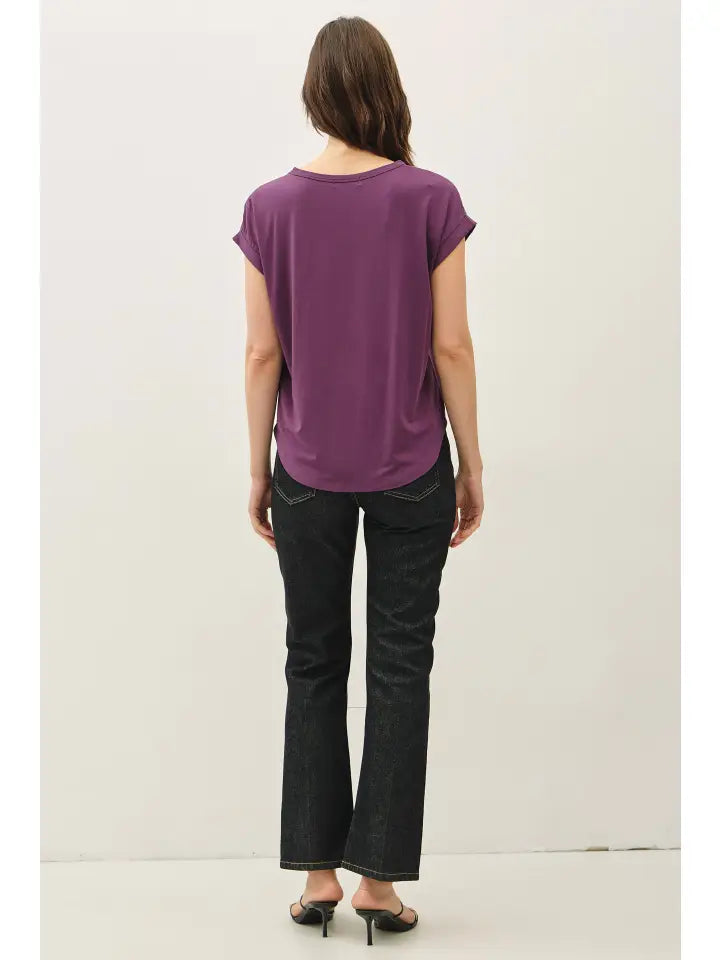 Bamboo Modal Tee in Eggplant — bamboo modal blend tee from Thread & Clover boutique