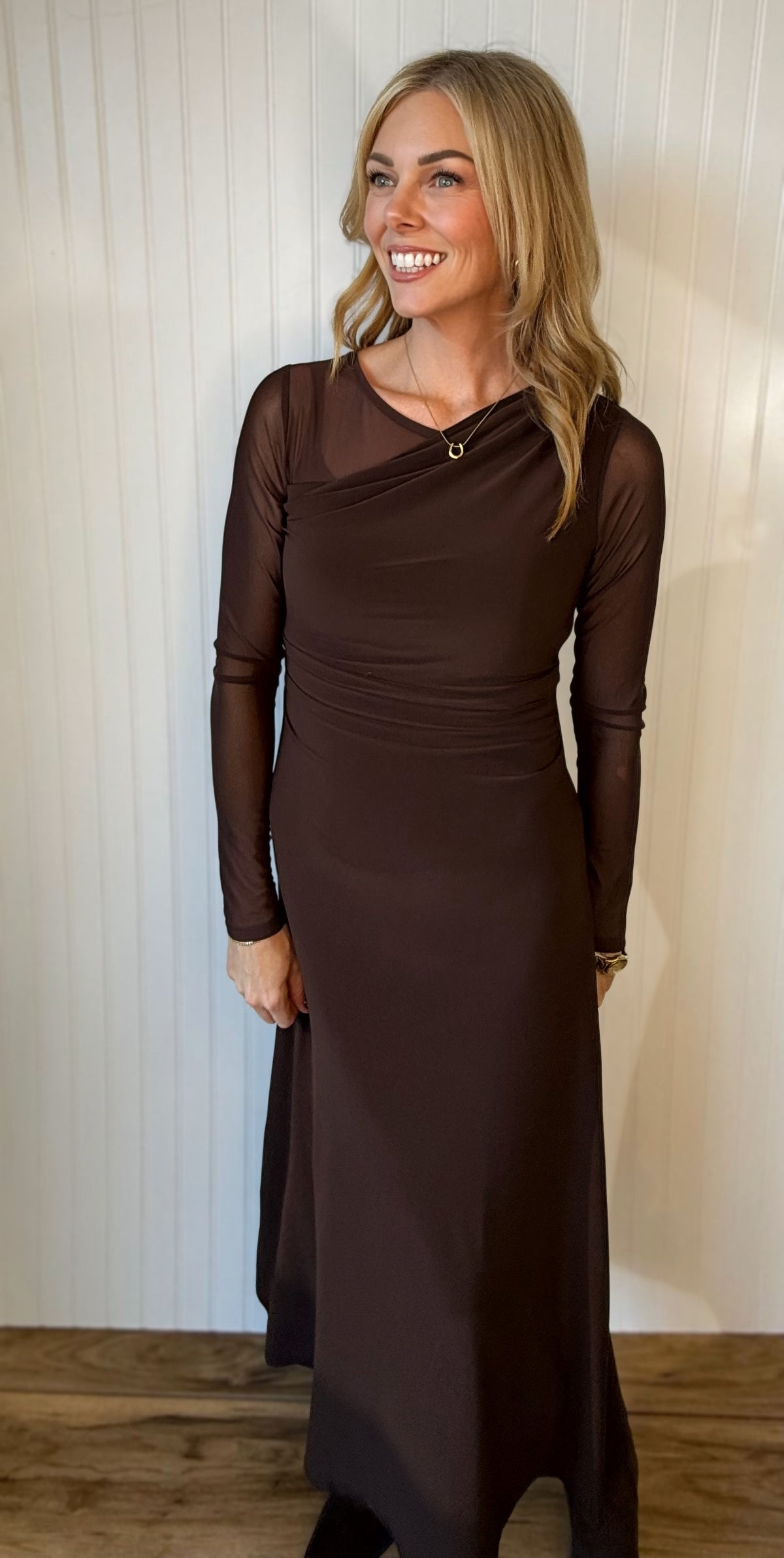 Solstice Asymmetric Cowl Neck Bodycon Dress