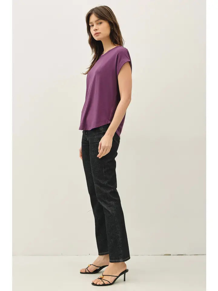 Bamboo Modal Tee in Eggplant — bamboo modal blend tee from Thread & Clover boutique