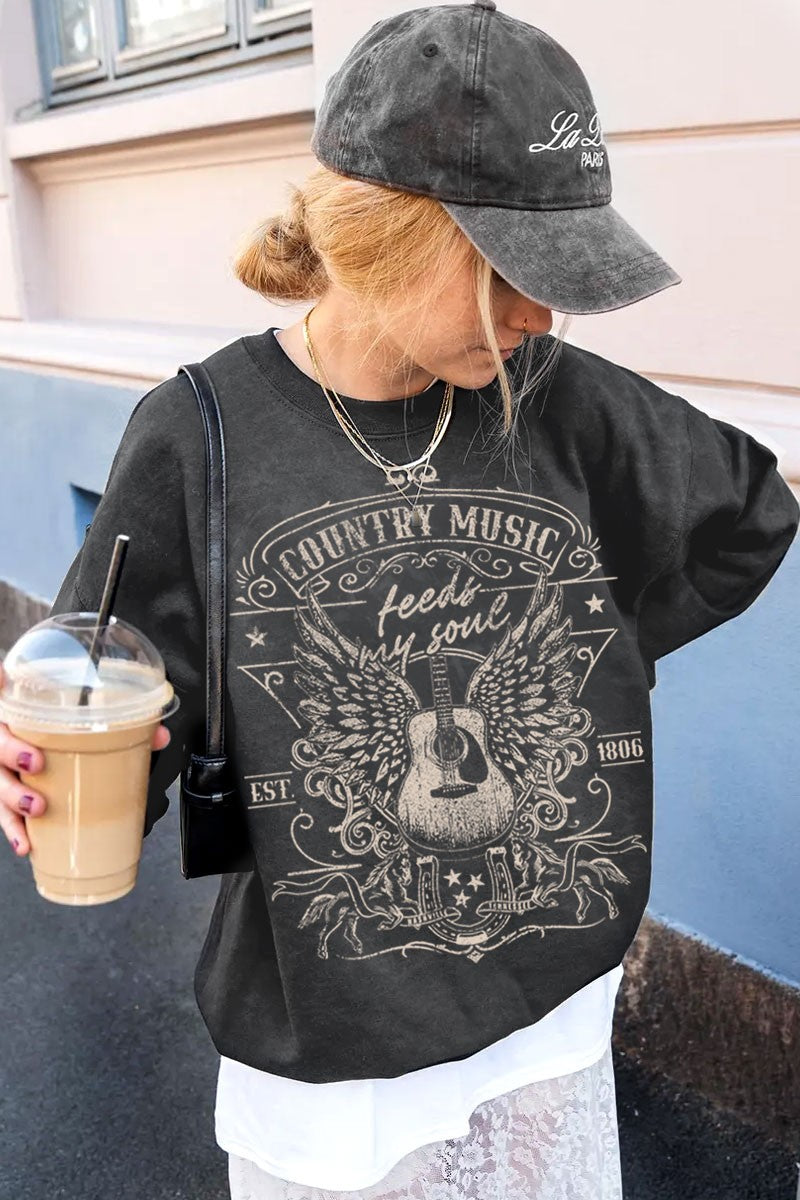 Country Music Est 1806 Sweatshirt in Mineral Brown — vintage graphic sweatshirt from Thread & Clover boutique