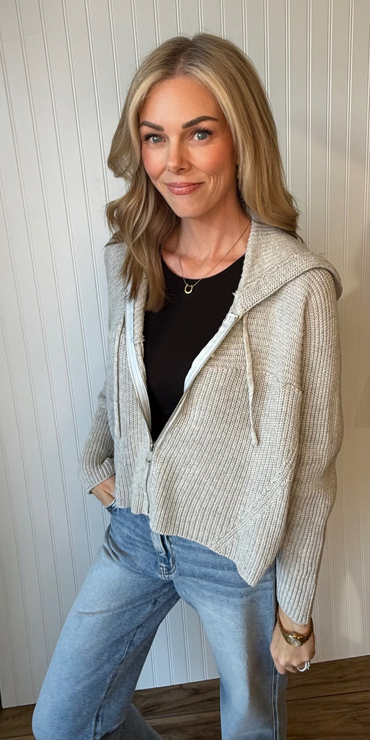 Emery Cropped Hooded Sweater